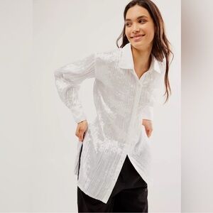 Free People Lydia Top in Optic White Size XL Retail $148
